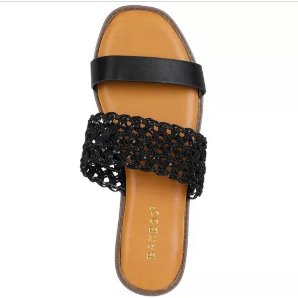 Bamboo Women's Double Band Flat Slide Sandals NWB